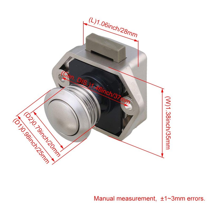 RDEXP Push Button Keyless Locks Latch Knob Cupboard 2cm/0.79in Mounting