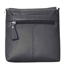 Mala Leather Midnight Cats Mini Leather Crossbody Bag – Soft Premium Leather, Adjustable Strap, 'Midnight Cats' Appliqué Design, Compact with Card Slots, Comes with Dustbag (Grey)