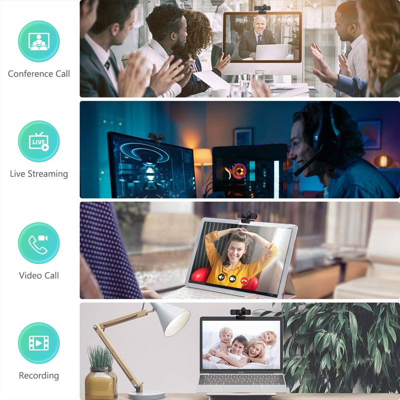 TECHFUN HD Webcam (1080P/30fps) for PC With Microphone, Plug &