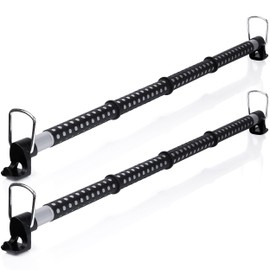 Zone Tech Automotive Expandable Clothes Hanger Bar - 2-Piece Premium Quality Black Heavy Duty Retractable Vehicle Clothing Rod for Travel, Extendable 34”- 62”-Perfect for Car, Trucks & SUV
