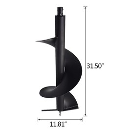 TINVHY 12-in Earth Auger Drill Bit, Garden Plant Flower Auger Rapid Planter Compatible Gas Powered Post Fence Hole Digger with 3/4 Shaft