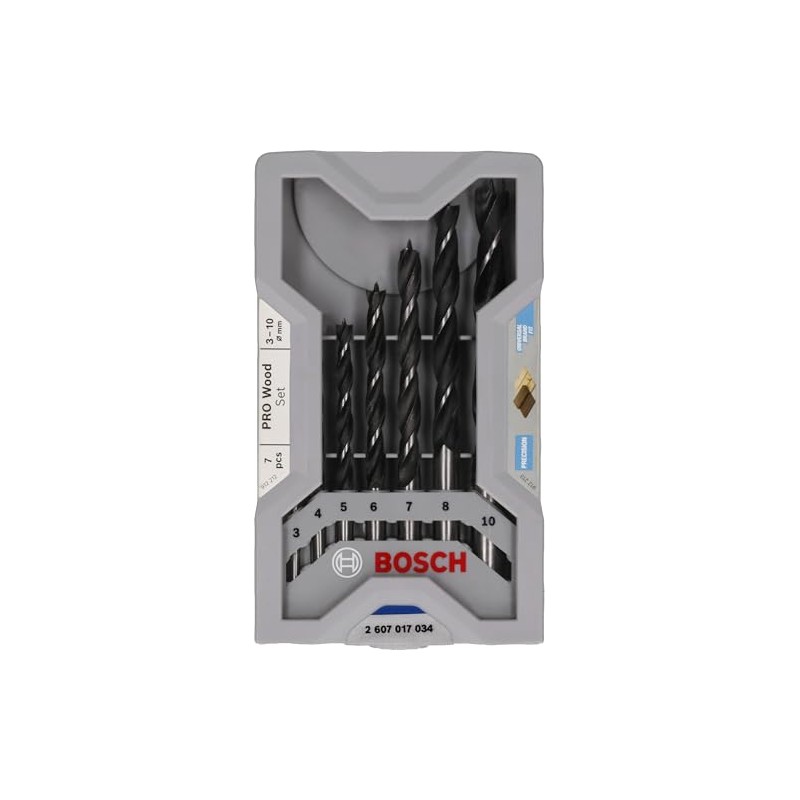 Bosch Juego 7un Broca Madera 3 Puntas 3-10mm