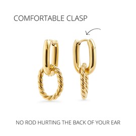 Hypoallergenic Nautical Chic 2-in-1 Huggie Earrings With Removable Twisted Hoop - Premium 316L Stainless Steel - Waterproof And Allergy Free