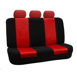 FH Group Trendy Elegance 3D Air Mesh Split Bench Car Seat Cover (Split Ready, Detachable Headrest Only) Universal fit for Cars, auto, Trucks, SUV (RED)