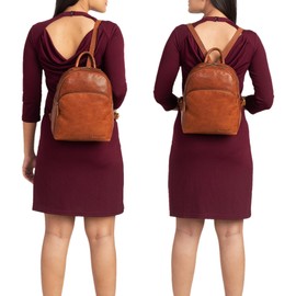 STILORD Linnea Women's Elegant Leather Small Daypack Shoulder Bag Vintage Handbag Travel Bag Work Bag Genuine Leather, Maraska - Brown, Rucksack