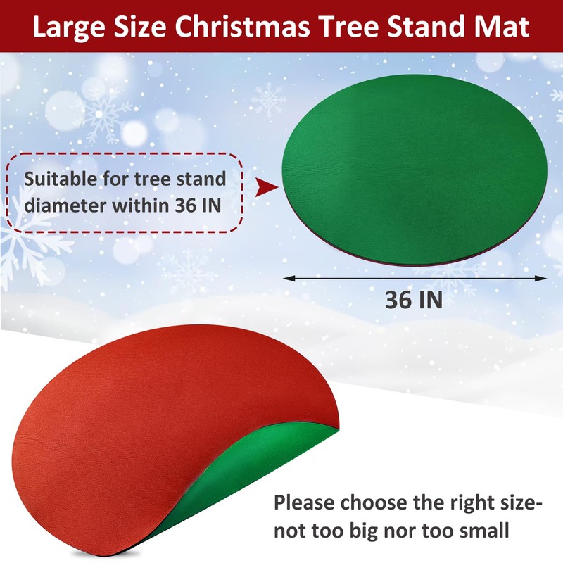 Emsiok Reversible Christmas Tree Stand Mat, 36 Inch Round Christmas