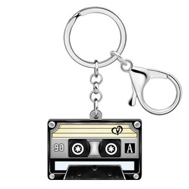 WEVENI Retro Acrylic 80s 90s Cassette Tape Keychains for Women Teen Girls Birthday Vintage Themed Party Accessories Charms (Cassette Tape F)