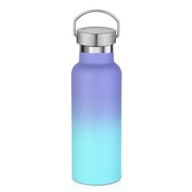 Leraverppy 17oz Stainless Steel Water Bottle,Leak-Proof Sweat-Proof Travel Flask,Double Wall Vacuum Thermos,Portable Insulated Cup,Reuseble Metal Bottle for School Sport Hiker Kids,Purple Blue(1Pack)
