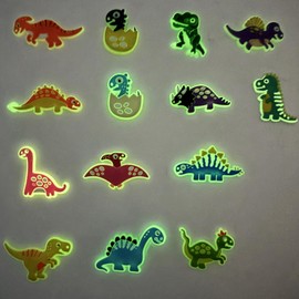 Qaziuy 14 Stück Schuh Charms Croc Stecker Set Leuchtend im Dunkeln Cartoon Dinosaurier Croc Anstecker Glitzer Croc Zubehör Niedlicher Schuh Charms für Kinder, Mädchen und Jungen Party Geschenke