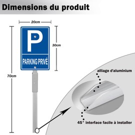 Felexdo Private Parking Sign with Ground Spike 30x20cm Aluminium Warning Metal Signs Waterproof UV Resistant Indoor Outdoor