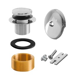 SENTO Chrome Tip-Toe BathTub Drain Trim Set Assembly Stopper Kit, Fit both 1-1/2 Inch or 1-5/8 Inch Strainer and Stopper, Heavy Duty Metal with Matching Screws, Easy Installation, Polished Chrome