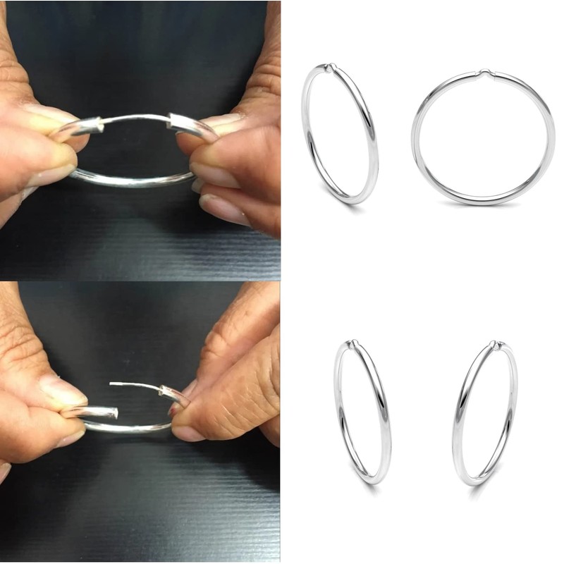 Aretes Arracadas de plata ley 925 redondas Agalea (3.0 cm)