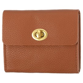 PATIKIL Small Leather Wallets for Women with Metal Buckle, Stylish Card Holder Wallet Card Case Coin Purse for Cash Business Men and Women, Brown