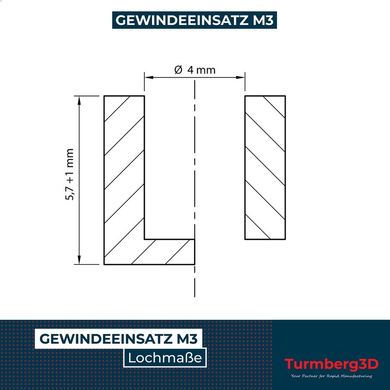 Turmberg3D - Threaded Insert M3 (Pack of 100) / M3
