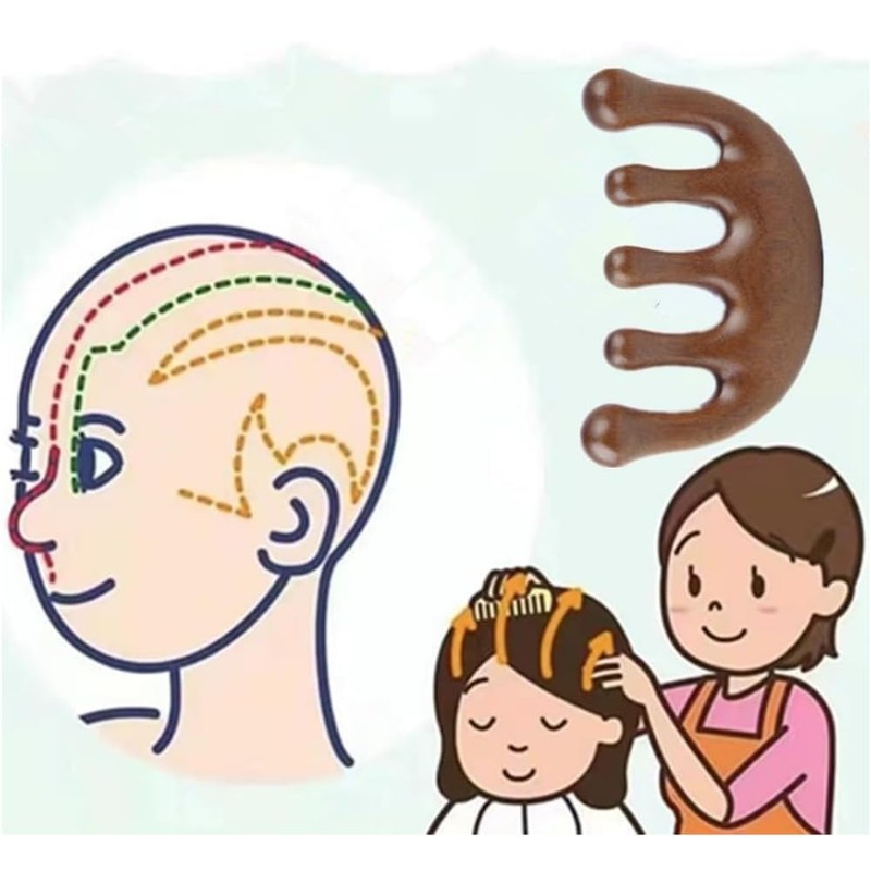 2pcs Round Wide Tooth No-Static Head Sandalwood Massage Comb Narural