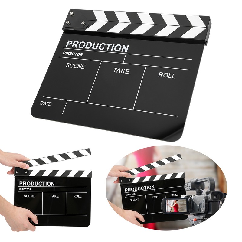30x25CM Acrylic Clapperboard Director Professional Movie Film Action Clap Photography