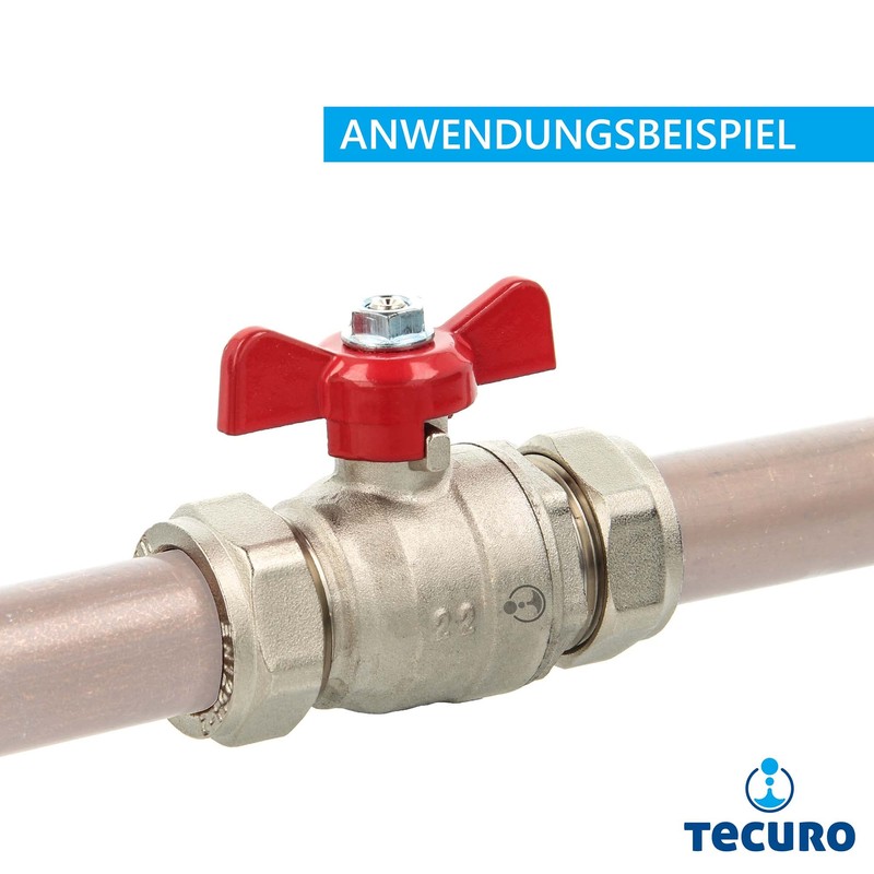 tecuro Ball Valve Diameter 22 mm with Compression Fitting for
