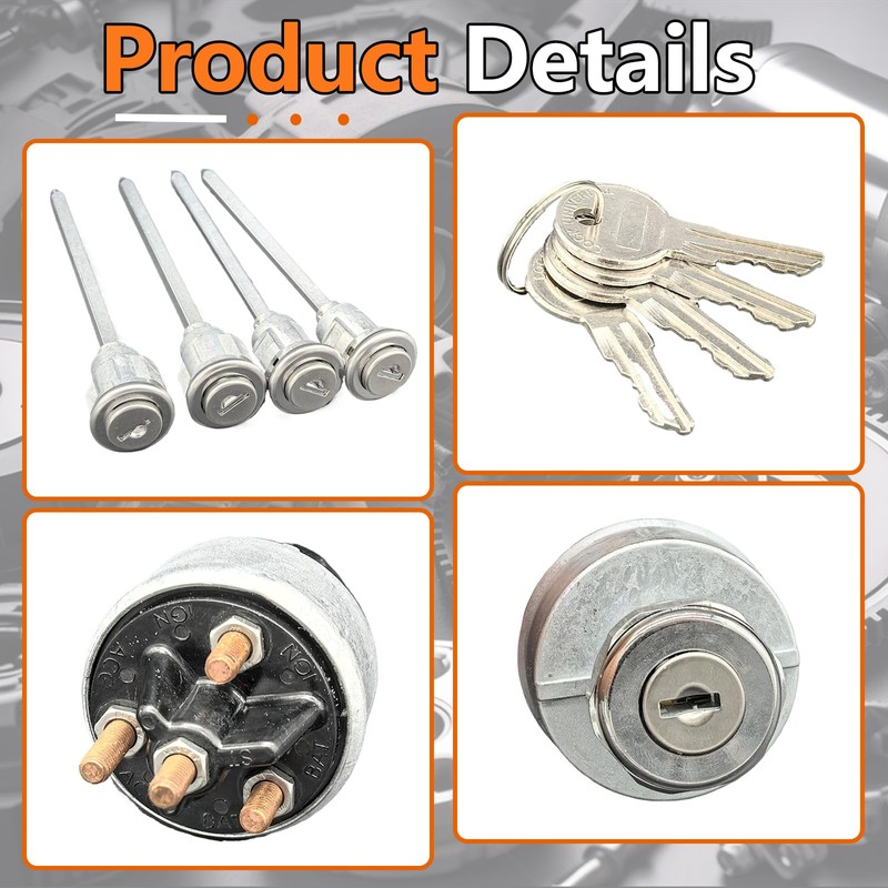 Ignition Switch Assembly Kit, includes 4 Door Lock Cylinder &