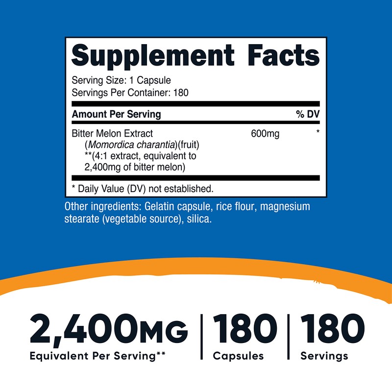Nutricost Bitter Melon 600mg, 180 Capsules (2 Bottles)