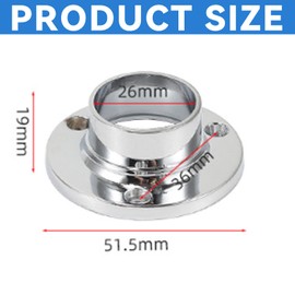 4 Pack Stainless Steel Closet Pole Sockets, Round Shaped Flange Rod Holder with Screws, 1" Wall Mount Pipe Bracket for Closet Wardrobe Shower Curtain Rod