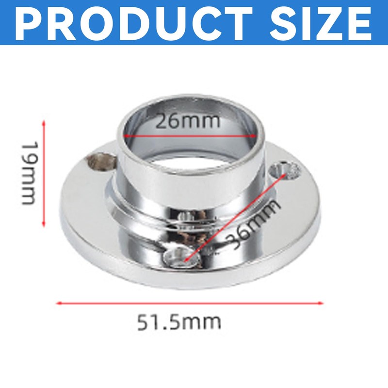 4 Pack Stainless Steel Closet Pole Sockets, Round Shaped Flange