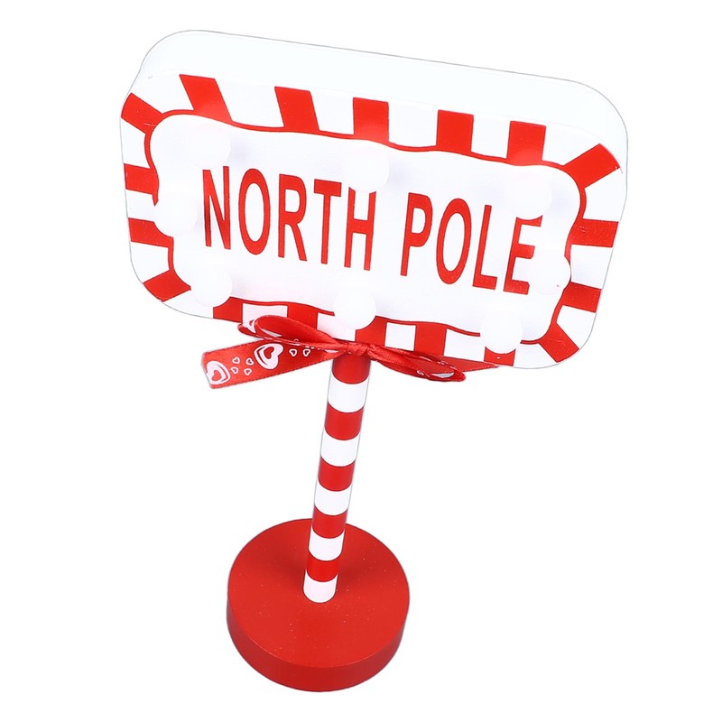 Christmas Stop Here Decor Metal Solid Wood LED Delicate Santa