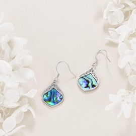 YFN Sterling Silver Abalone Shell Lotus Flower Earrings