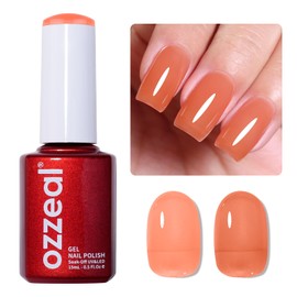 Jelly Gel Polish, 0.5 Fl Oz Coral Peach Jelly Nail Gel Polish Sheer Soak off UV LED Translucent Spring Summer for Nail Manicure