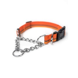 Mighty Paw Martingale collar de perro 2.0 | Entrenador aprobado collar de deslizamiento limitado con cadena de acero inoxidable y hebilla de alta resistencia. Modificado collar (naranja)
