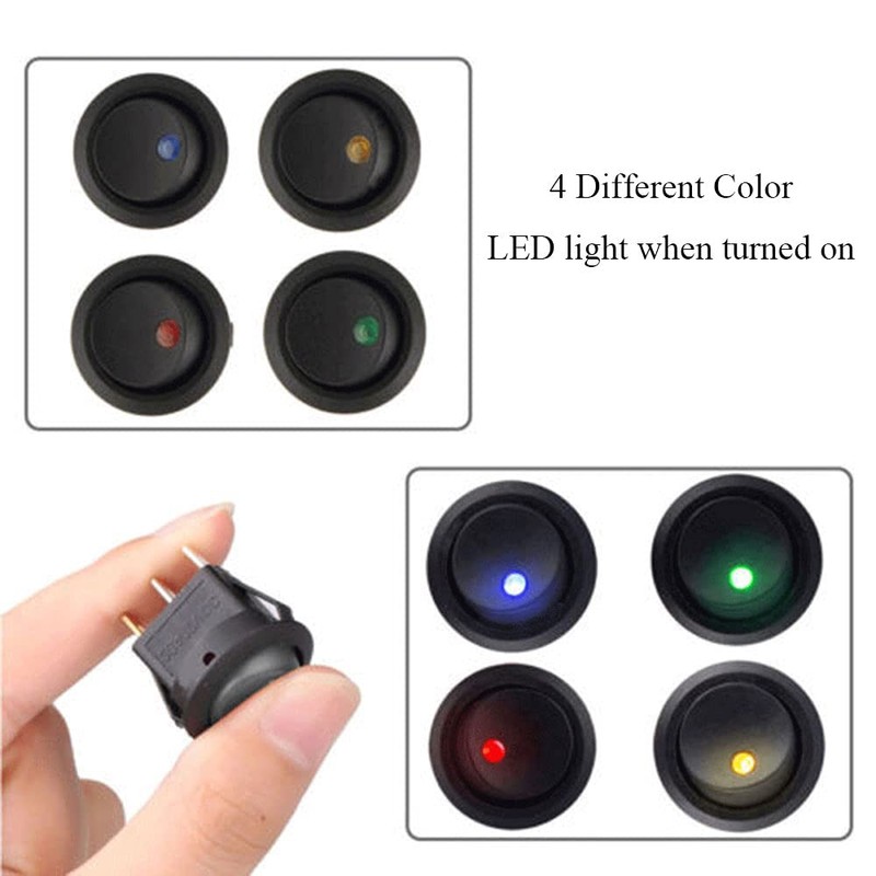 20 Pcs 12V Switch, 5 Color 20A 12 Volt Auto