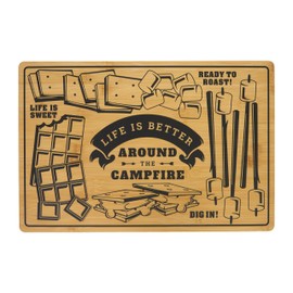 Farberware Campfire Board with Recessed Handles, Reversible Kitchen Cutting Board for Entertaining and Meal Prep, Decorative Wood Board,12x18 Inch, Bamboo