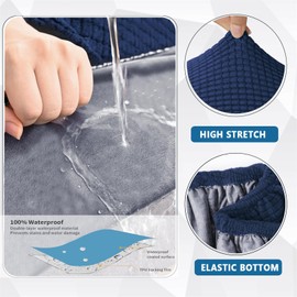 ZGDDPZA 1/2/4/8 Pack Stretch Patio Cushion Covers - Waterproof Outdoor Seat Cover Replacement, Non-Slip Jacquard Sofa Slipcovers, Furniture Protector for Yard Couch (Navy Blue,2)