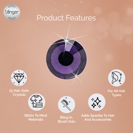 blinger Crystal Refill Pack | 5 Discs - 75 Precision-Cut Glass Crystals | Styling Tool not included | Purple Velvet 5 mm