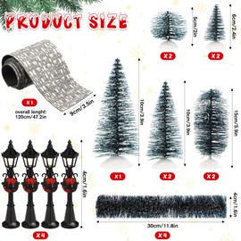 Hotop 18 Pcs Christmas Village Set Mini Snow Covered Christmas Trees Street Lights Christmas Village Accessories for Table Display Winter Decor Holiday Outdoor DIY Crafts(Modern)