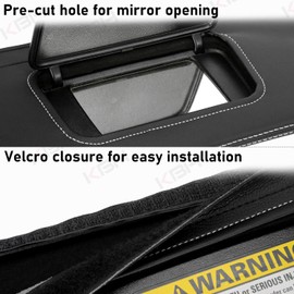 KBH - Funda para visera de coche para Ford Mustang 1994-2004, ribete de piel de vinilo, cubierta de parasol de repuesto para lado izquierdo y derecho, antiarañazos, punto negro y gris (solo parte de