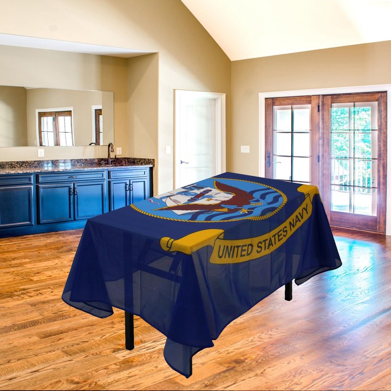 MSFHHA Navy Army Flag Tablecloth - Fade-Resistant, Washable, 59 Inches
