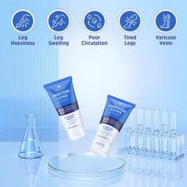 Varicose Veins Cream for Legs: 5.07 Fl Oz Spider Vein Cream for Blood Circulation and Skin Smoothing - Natural Formula Fast-Acting Relaxing for Men and Women