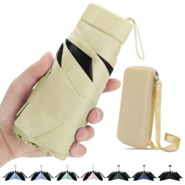 ZOMAKE UV Mini Umbrella - Lightweight Travel Umbrellas 99% UV Protection, Small Compact Portable for Women Men Kids Multiple Colors (Light yellow)