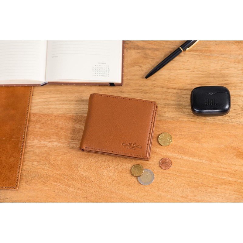 Gusti Foster Men's Leather Wallet RFID Protection Brown Leather, hazelnut,