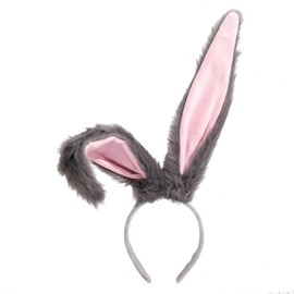 HAPVITAL Rabbit Headband, Headdress, Ribbon, Hair Band, Pink, Bunny Ears, Halloween, Bunny Headband, Fancy Dress Goods, Events, Cosplay, Adults, Kids, Animal Headband, Cute, Recital (Gray Rabbit Ears)