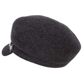 Jeanne Simmons Women's Flower Band Accented Wool Felt Newsboy Cap - Dk Grey OSFM