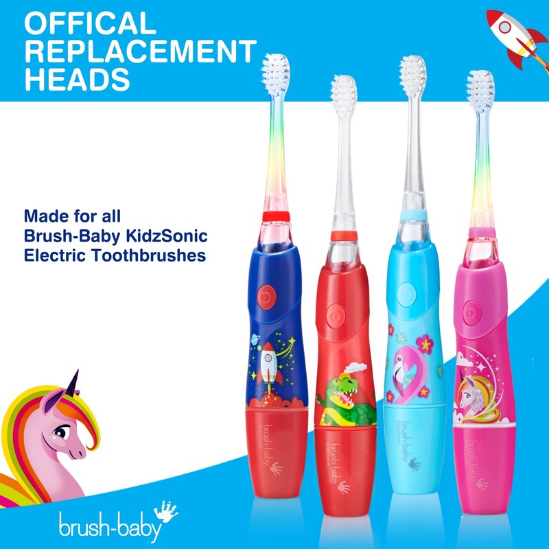 Brush-Baby KidzSonic Rocket and Unicorn Replacement Brush Heads Age 3+