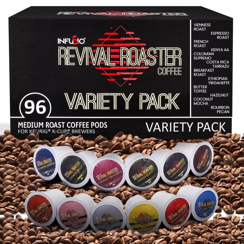 InfuSio Revival Roaster 96 Count Variety Pack for Keurig Kcups