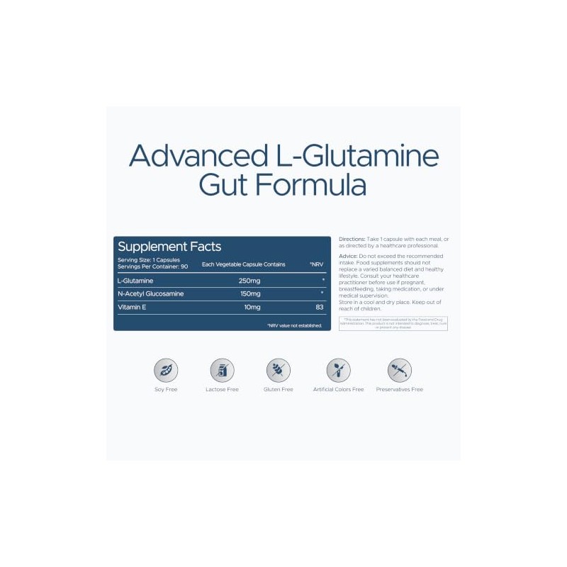 L-Glutamine Gut Complex - 90 Vegan Capsules - Gut Lining