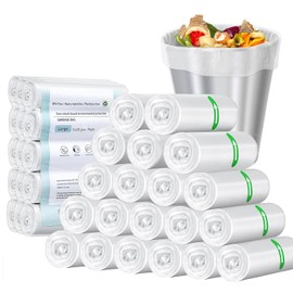 JZCQZCXB Bolsas de Basura de 4 Galones 300 Piezas, Bolsas para Basura Medianas Biodegradables 50 * 60CM, Gruesas, Inodoras, Grandes, Compostables, ideal para Cocina, Baño, Oficina, Hogar (Blanco)