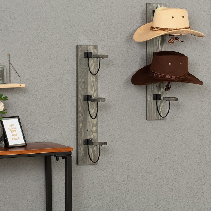 MyGift Wall Mounted Black Metal Wire Vertical Hat Rack with