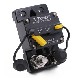 T Tocas E9 3/8" M10 Studs 100 Amp Car Circuit Breaker with Manual Reset Switch 12V-48V DC for Motor Trolling Vehicles Audio Radio Solar System Protection 100A Waterproof