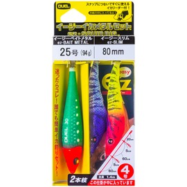 DUEL ST Easy Squid Fishing Set, 2 Branches, SL 3.1 inches (80 mm), No. 25, Ready to Use, Easy Slim, Easy Bait Metal