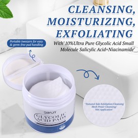 Glycolic Acid Pads,Glycolic Acids Peel Pad,Glycoli c Exfoliating Pad,Exfoliating Peel for Face & Body Exfoliat ing Skin, Reduce Fine Lines Wrinkles - 60 Pads (2PCS)