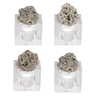 AMOYSTONE 4Ppcs Square Glass Napkin Rings Crystal Napkin Holder Decorative